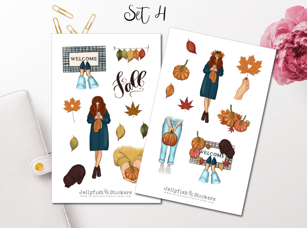 Herbst Mädchen Sticker Set